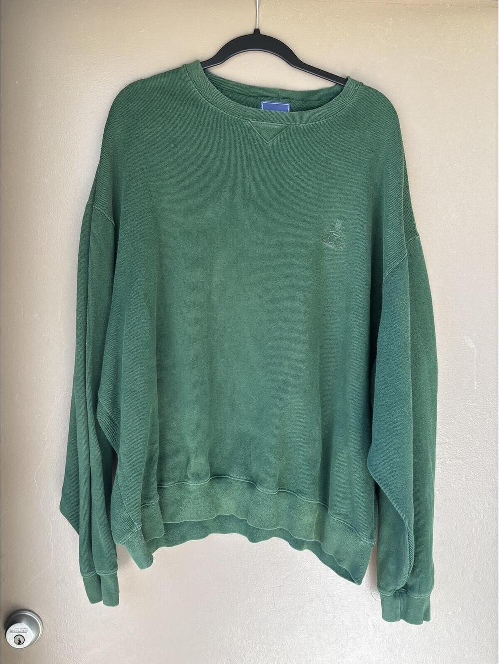 Vintage Faconnable Men's Green Crewneck Sweatshirt Size XXL